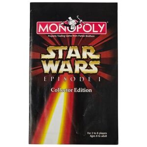 Monopoly Star Wars Episode I Collector Edition Replacement Instructions - 1999